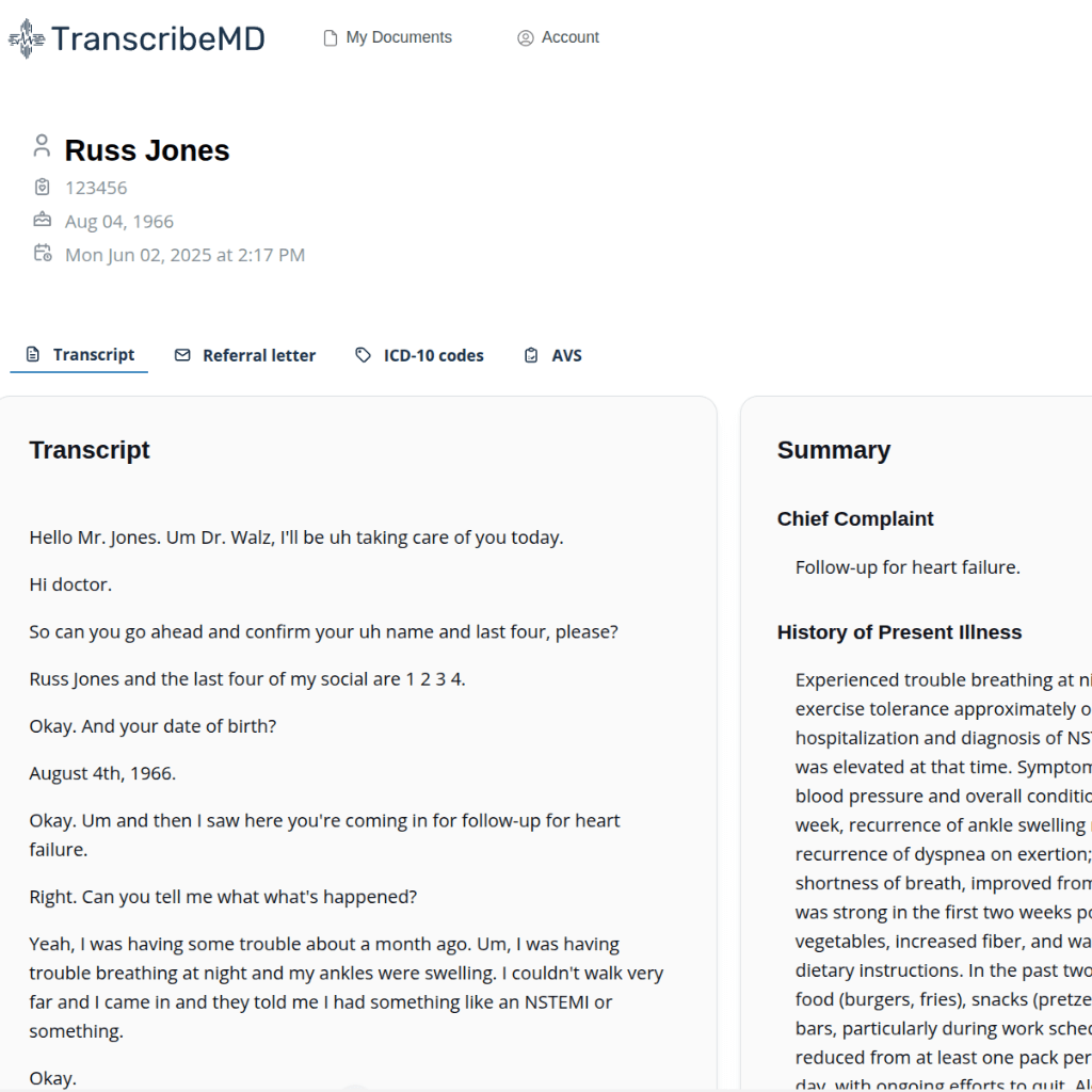 Accurate Transcripts & Clinical Notes